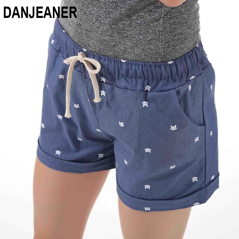Summer women's home casual elastic waist cotton shorts - For Her Fitness
